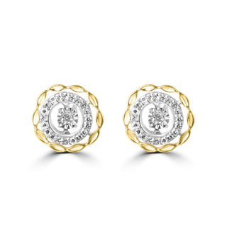 1/4 Carat Double Frame Lab Grown Diamond Stud Earrings in Sterling Silver With Yellow Gold Plating
