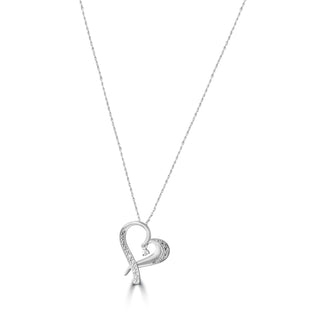 1/8 Carat Interlocked Heart Shaped Lab Grown Diamond Pendant Necklace in 10K Rose Gold and Sterling Silver