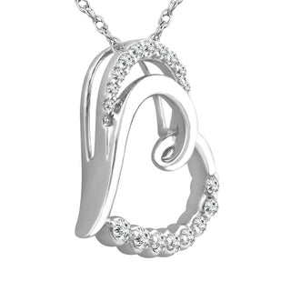1/6 Carat Diamond Heart Pendant in 10K White Gold - 18"