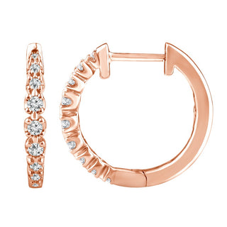 1/5 Carat Diamond Huggie Hoop Earrings in 10K Rose Gold