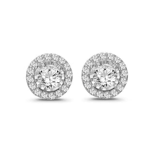 1/2 Carat Diamond Halo Earrings in 10K White Gold