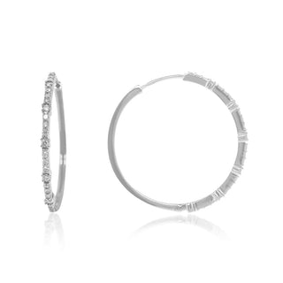1/2 Carat Diamond Hoop Earrings in 10K White Gold