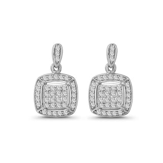1/3 Carat Diamond Dangle Earrings in Sterling Silver