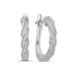 1/6 Carat Diamond Huggie Hoop Earrings in Sterling Silver