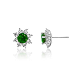 3.27 Carat Genuine Chrome Diopside & White Topaz Earrings in Sterling Silver
