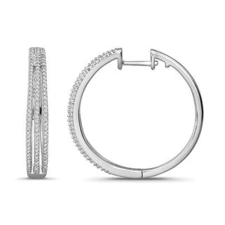 1/2 Carat Diamond Hoop Earrings in Sterling Silver (29mm)