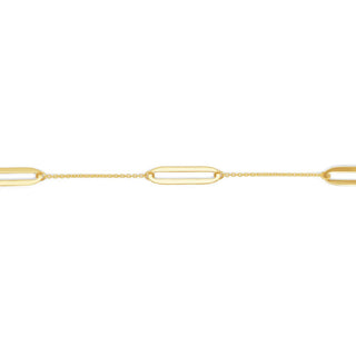3-Station Link Gold Chain Bracelet in 9K Yellow Gold-7.25"