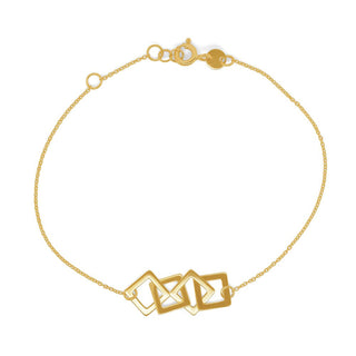 Square Link Gold Chain Bracelet in 9K Yellow Gold-7.25"
