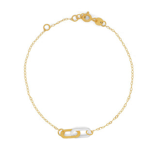 Interlink with MOP & Gold Chain Bracelet in 9K Yellow Gold-7.25"