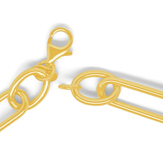 Interlocked Link & Charm Glitter Gold Bracelet in 9K Yellow Gold-7"