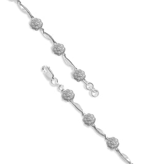 1/2 Carat Round Station Cluster Lab Grown Diamond Bracelet in Sterling Silver-7"