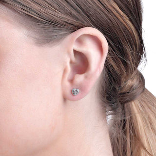 1/6 Carat Heart Diamond Stud Earrings in Sterling Silver