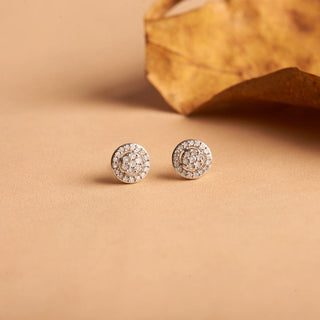 1/4 Carat Double-layered Round Diamond Stud Earrings in Sterling Silver
