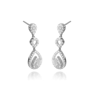 5/8 Carat Three-Tier Tear Diamond Drop Earrings in Sterling Silver