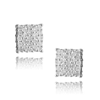 1/4 Carat Square-shaped Cushion Diamond Stud Earrings in Sterling Silver