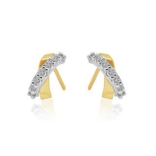 Crisscross Diamond & Gold Stud Earrings in 10K Gold