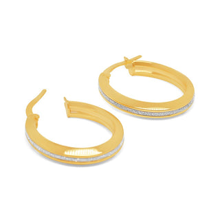 Elegant Glitter Gold Hoop Earrings in 9K Yellow Gold