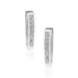 1/3 Carat Lab Grown 14 Stone Diamond Hoop Earrings in Sterling Silver