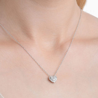 1/5 Carat Framed Heart Diamond Pendant Necklace in Sterling Silver-18"