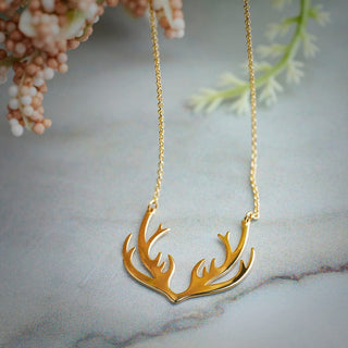 Antler Gold Pendant Necklace in 9K Yellow Gold-18"