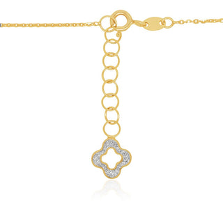 Long Link Glitter Gold Pendant Necklace With Flower Charm at Closure in 9K Yellow Gold-18"