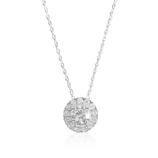 1/3 Carat Classic Round Halo Lab Grown Diamond Studded Pendant Necklace in Sterling Silver-18"