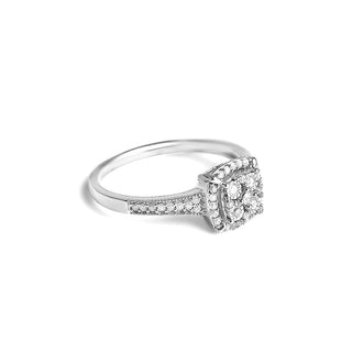 0.25 Carat Sleek Rectangular Statement Diamond Ring in Sterling Silver