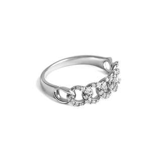 0.25 Carat Studded Box Link Diamond Ring in Sterling Silver