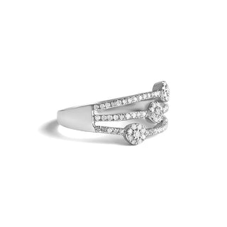 0.40 Carat Multi-layered With Clusters Diamond Ring in Sterling Silver