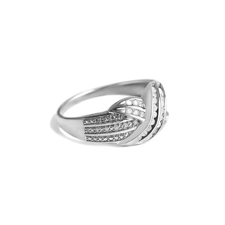 0.25 Carat Cross Diamond Band Ring in Sterling Silver