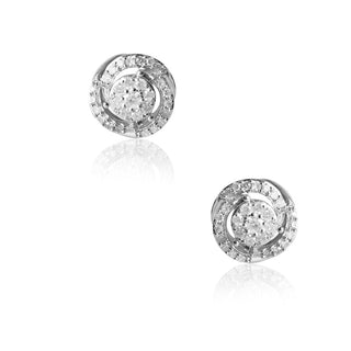 1/2 Carat Floral Shaped Diamond Stud Earrings in Sterling Silver