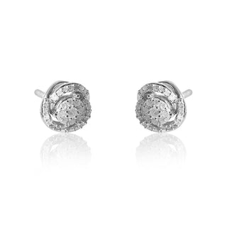 1/2 Carat Floral Shaped Diamond Stud Earrings in Sterling Silver