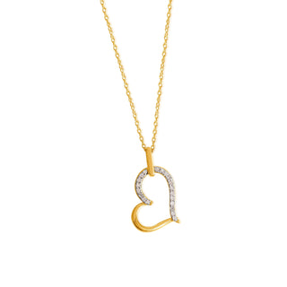 1/10 Carat Heart Shaped Diamond Accent Pendant Necklace in 10K Yellow Gold