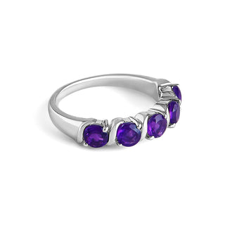 1.2 Carat Amethyst Interlinked Band Ring in Sterling Silver