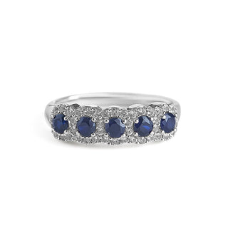8.4 Carat Blue & White Sapphire Band Ring in Sterling Silver