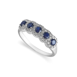 8.4 Carat Blue & White Sapphire Band Ring in Sterling Silver