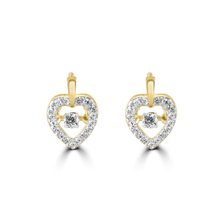 1/3 Carat Shimmering Lab Grown Diamond Heart Shaped Stud Earrings in 10K Yellow Gold