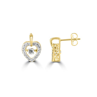 1/3 Carat Shimmering Lab Grown Diamond Heart Shaped Stud Earrings in 10K Yellow Gold