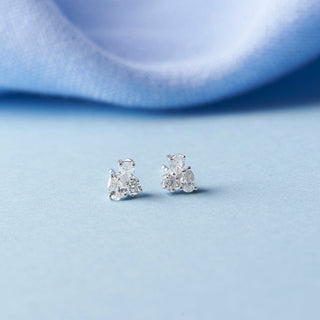 3/8 Carat Asymmetric Lab Grown Diamond Stud Earrings in 10K White Gold