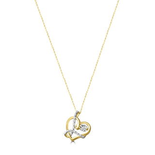 1/10 Carat Heart of Love Lab Grown Diamond Pendant Necklace in Sterling Silver with Yellow Plating