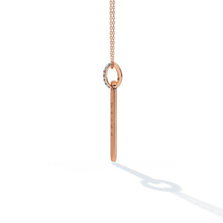 Diamond Accent Vertical Engravable Bar Pendant Necklace in 10K Rose Gold-18"