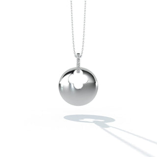 Diamond Accent Engravable Medallion Pendant Necklace in 10K White Gold-18"