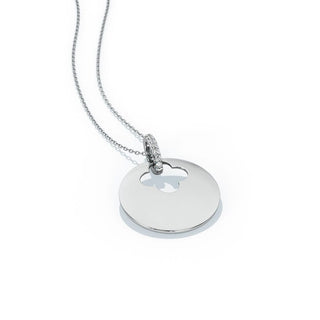 Diamond Accent Engravable Medallion Pendant Necklace in 10K White Gold-18"