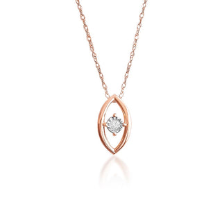 Diamond Solitaire Necklace in 10K Rose Gold - 18"