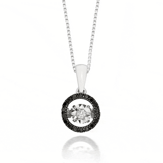 1/8 Carat Black & White Diamond Necklace in 10k White Gold