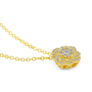 1/4 Carat Diamond Flower Pendant in 10K Yellow Gold - 18"