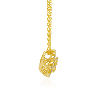 1/4 Carat Diamond Flower Pendant in 10K Yellow Gold - 18"