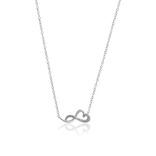 1/10 Carat Diamond Infinity Heart Necklace in Sterling Silver - 18"