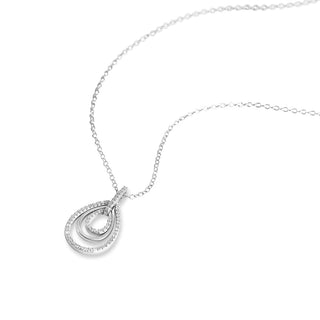 1/6 Carat Diamond Teardrop Pendant in Sterling Silver - 18"