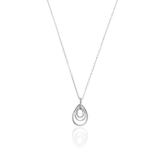 1/6 Carat Diamond Teardrop Pendant in Sterling Silver - 18"